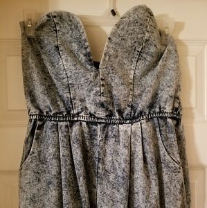 Denim one-piece jumpsuit